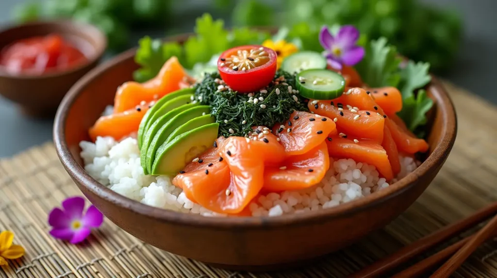 Salmon Poke Bowl Presentation