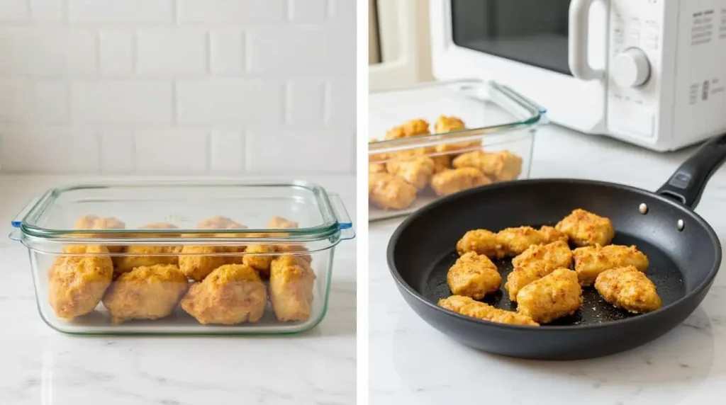 Stored Garlic Butter Chicken Bites with reheating options.